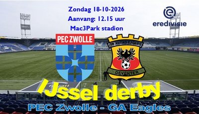 Ruime zege voor PEC Zwolle in IJsselderby
