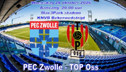 PEC Zwolle door TOP Oss uit bekertoernooi geknikkerd